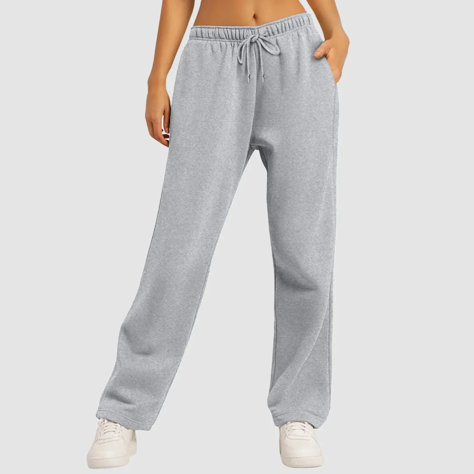 Bonnyshow Wide Leg Pants For Women’S Fleece Lined Sweatpants Straight Pants Bottom All-Math Plain Fitness Joggers Pants Travel Basic