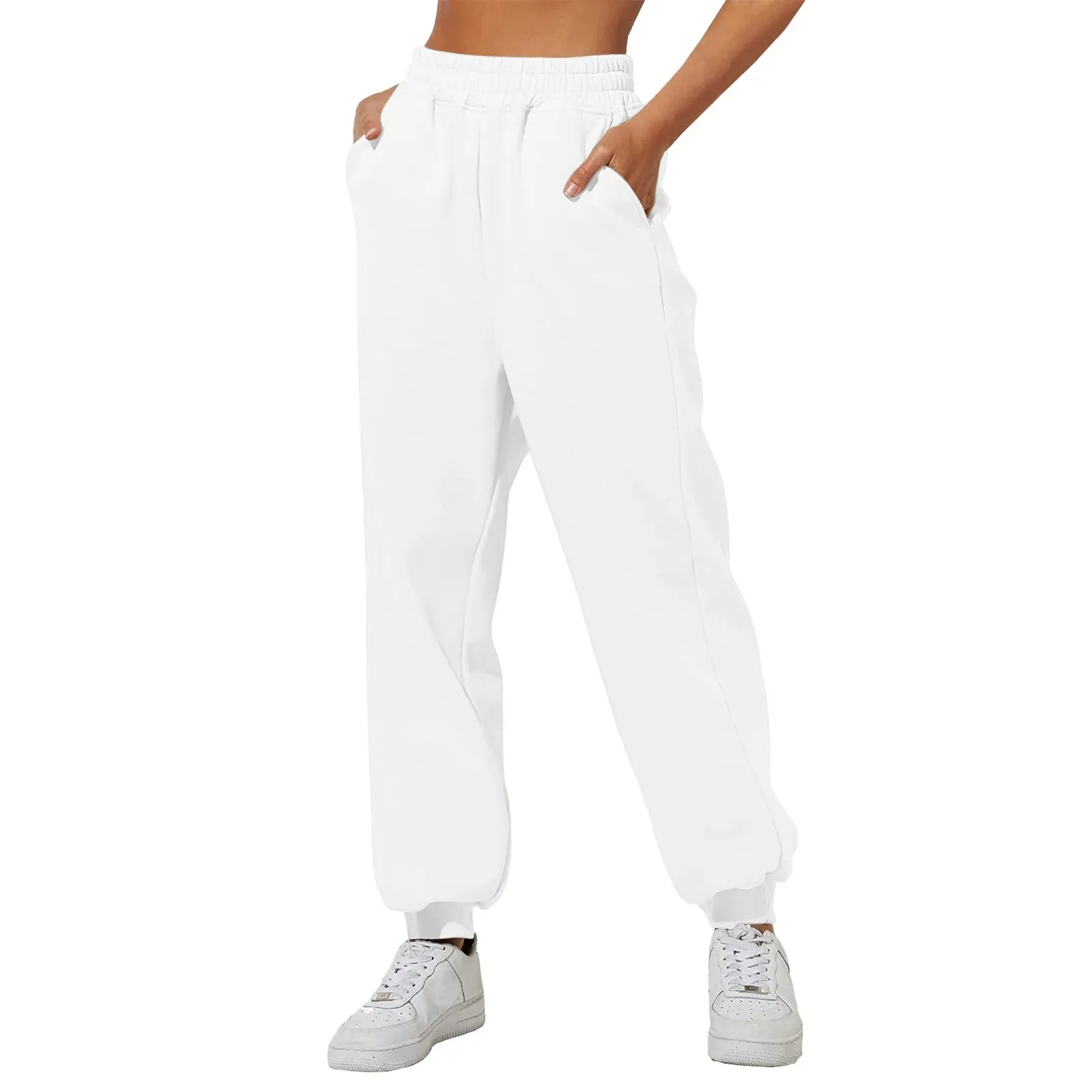 Bonnyshow Wide Leg Pants For Women’S Fleece Lined Sweatpants Straight Pants Bottom All-Math Plain Fitness Joggers Pants Travel Basic