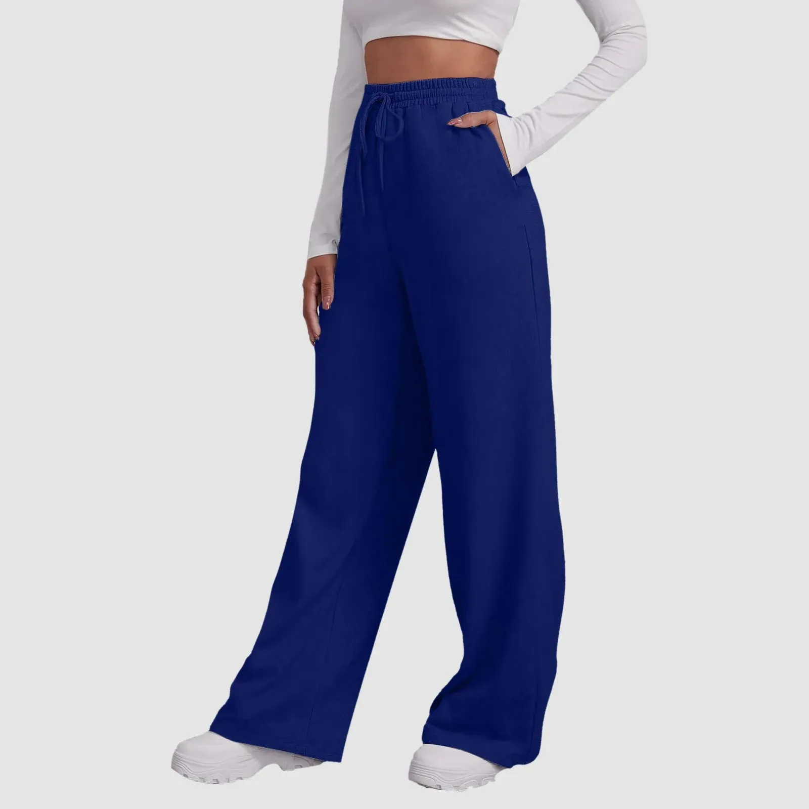 Bonnyshow Wide Leg Pants For Women’S Fleece Lined Sweatpants Straight Pants Bottom All-Math Plain Fitness Joggers Pants Travel Basic