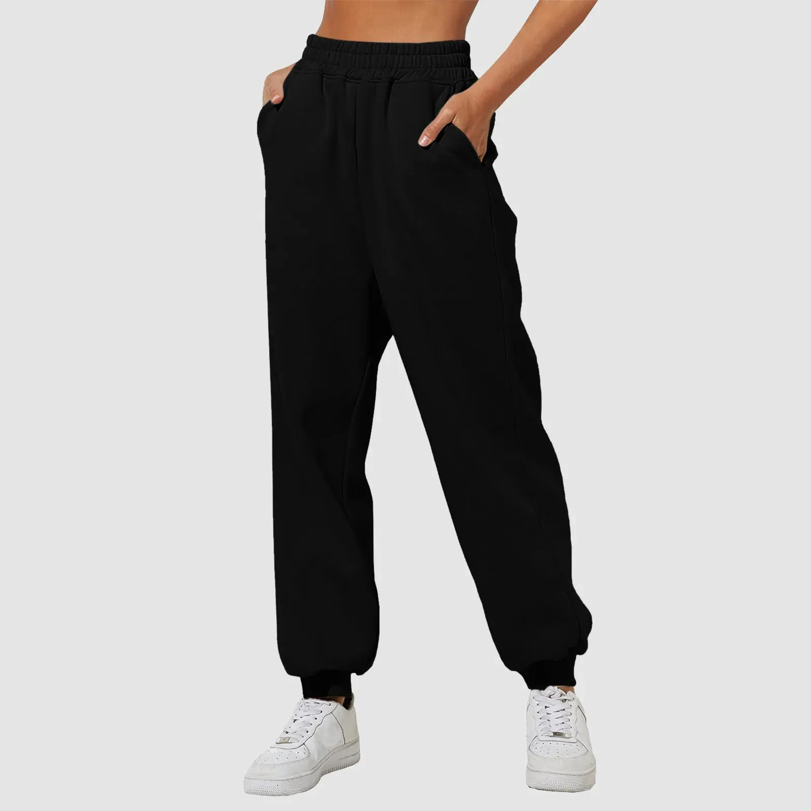 Bonnyshow Wide Leg Pants For Women’S Fleece Lined Sweatpants Straight Pants Bottom All-Math Plain Fitness Joggers Pants Travel Basic