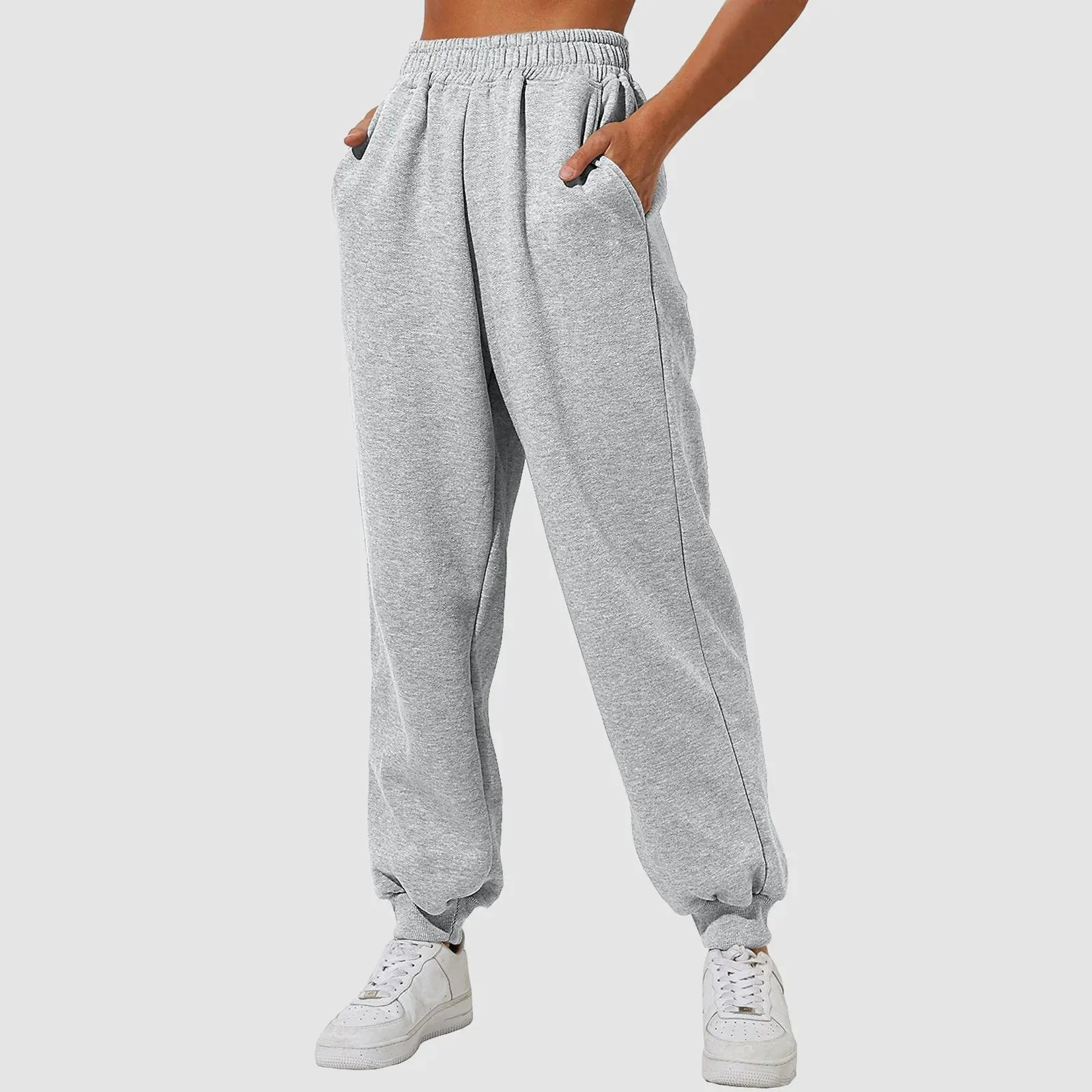 Bonnyshow Wide Leg Pants For Women’S Fleece Lined Sweatpants Straight Pants Bottom All-Math Plain Fitness Joggers Pants Travel Basic