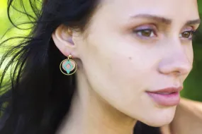 Brass & Copper Patina Earrings - Small/Short Assortment With Copper Disk