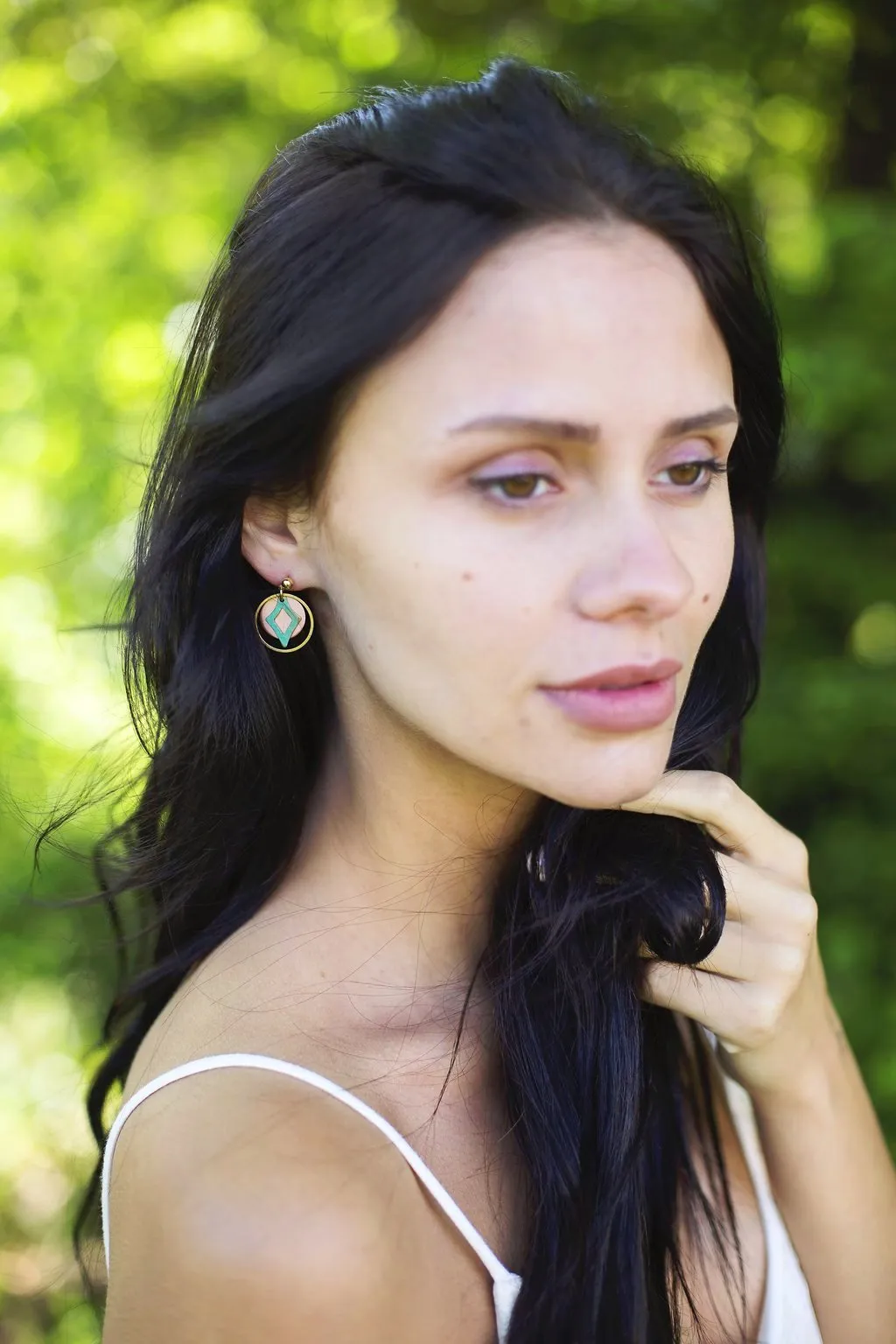 Brass & Copper Patina Earrings - Small/Short Assortment With Copper Disk