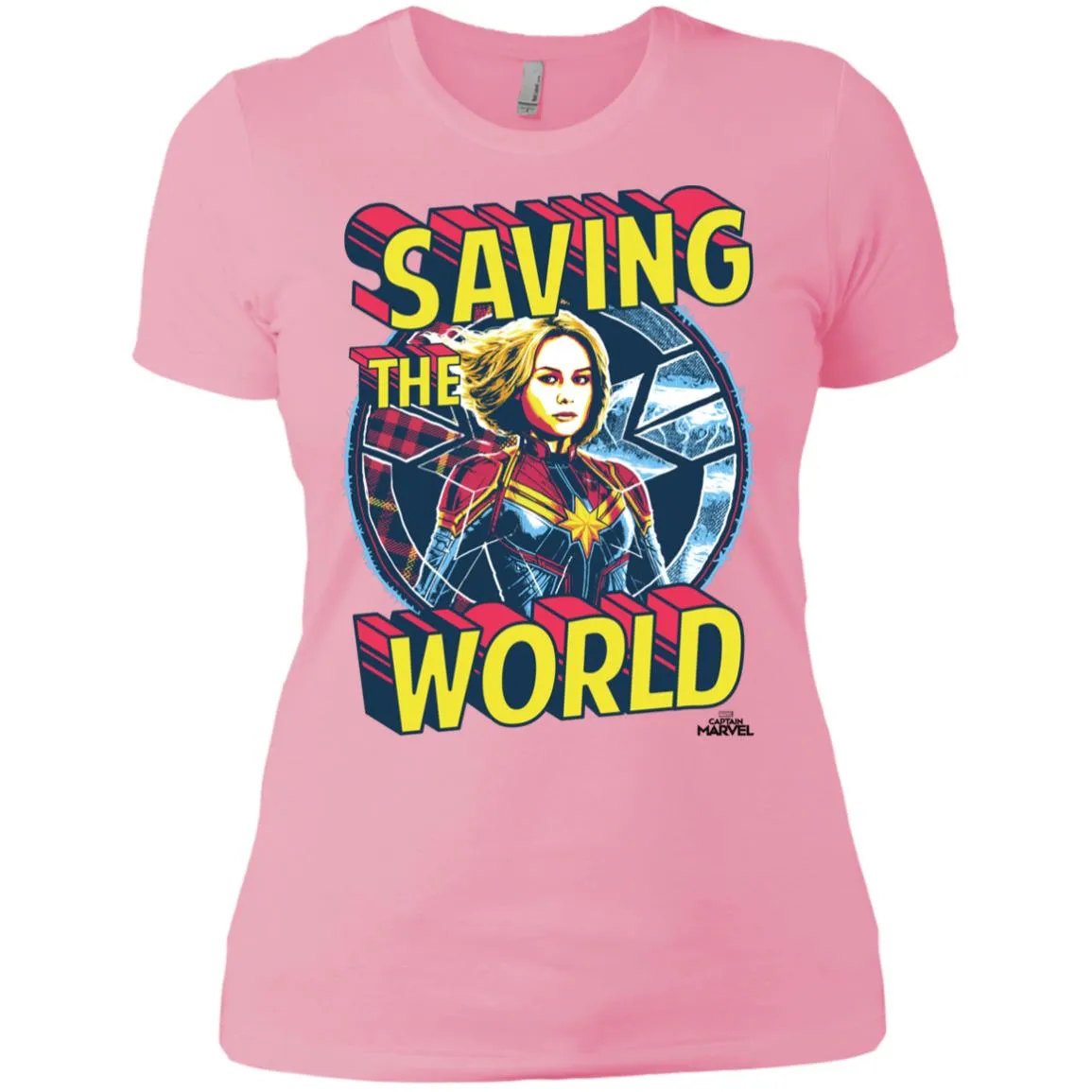Captain Marvel Saving The World Portrait Women Cotton T-Shirt