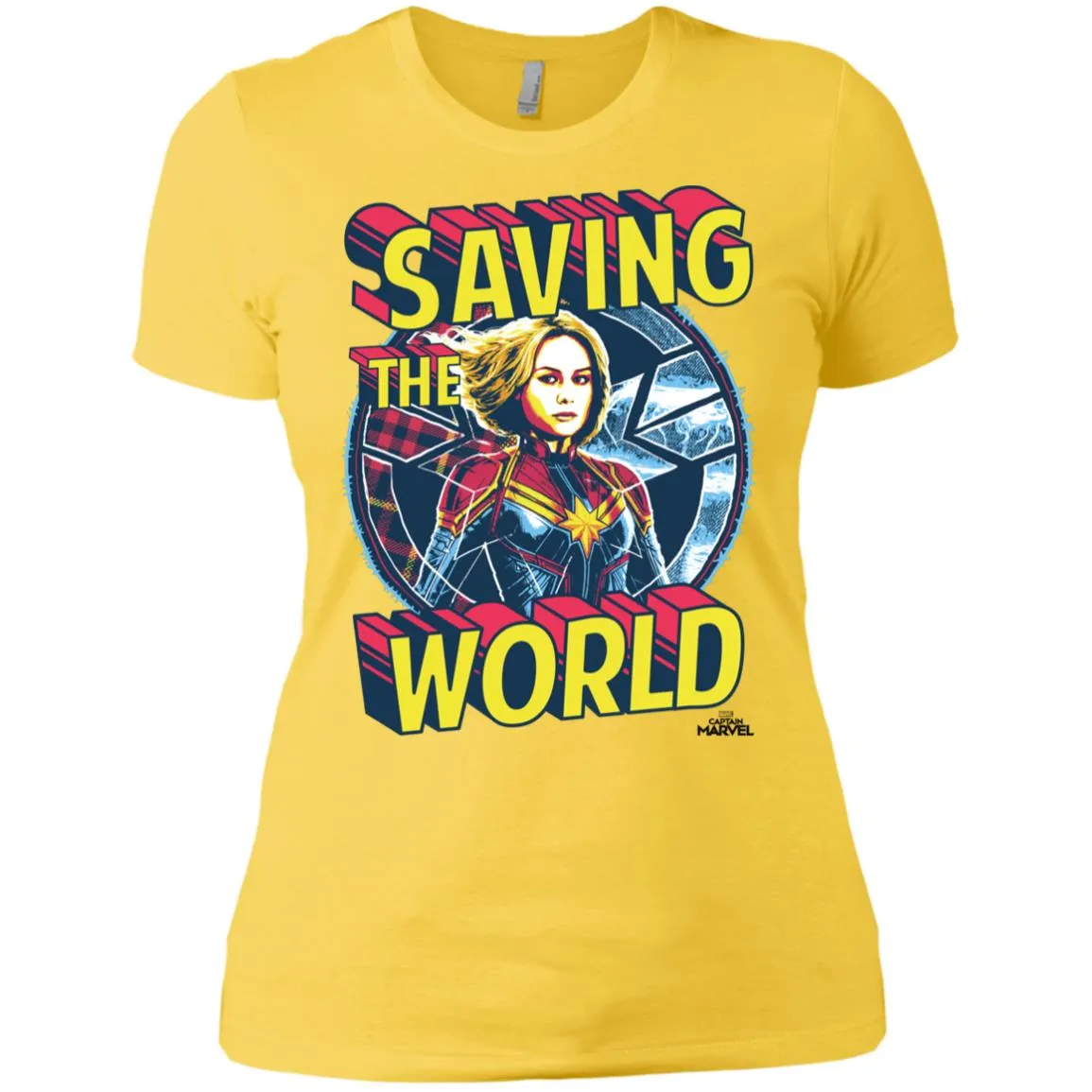 Captain Marvel Saving The World Portrait Women Cotton T-Shirt