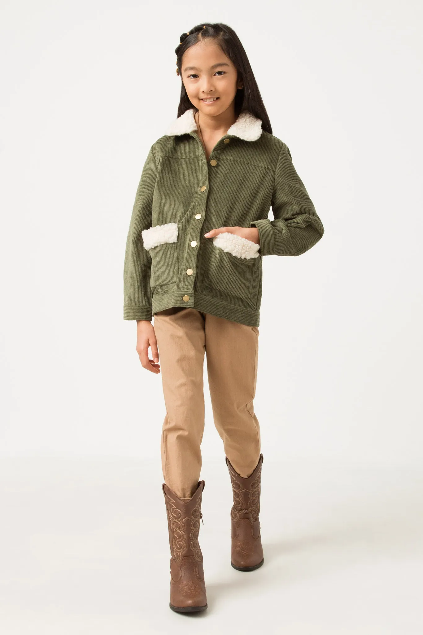 Fleece Trimmed Corduroy Sherpa Jacket