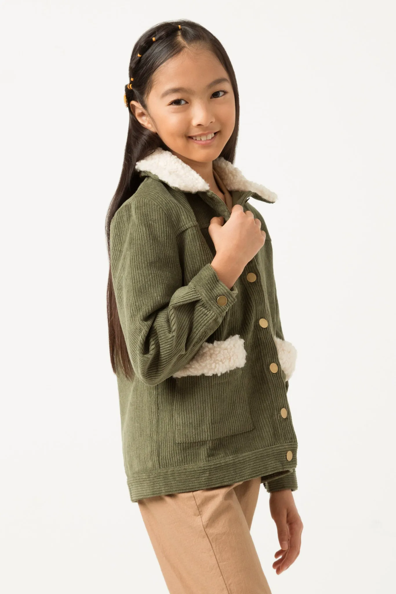 Fleece Trimmed Corduroy Sherpa Jacket