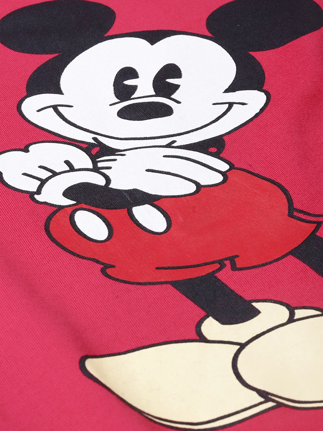 Fuchsia Mickey Mouse Print Sweatshirt