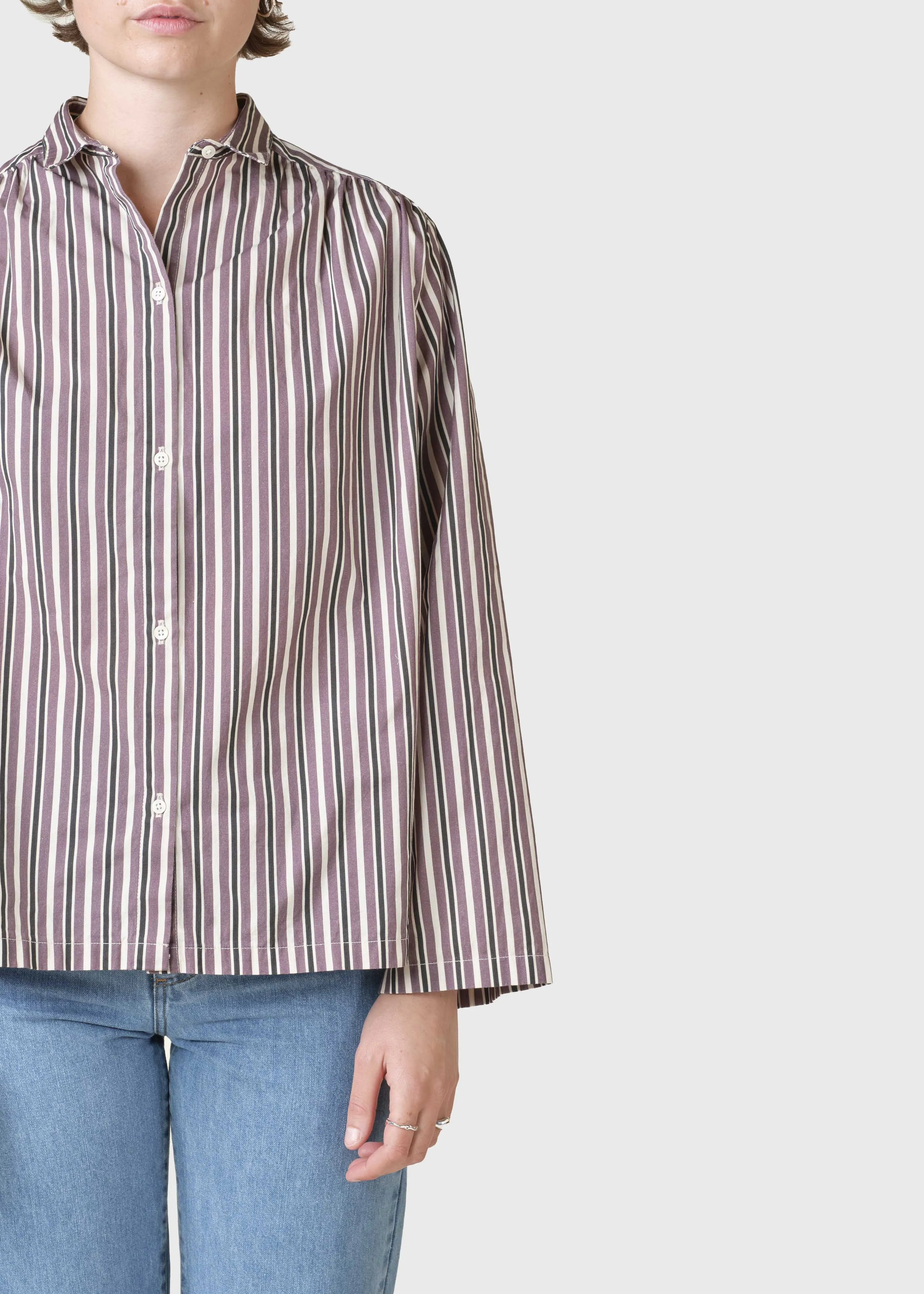 Gitte shirt - Dark berry/anthracite/cream