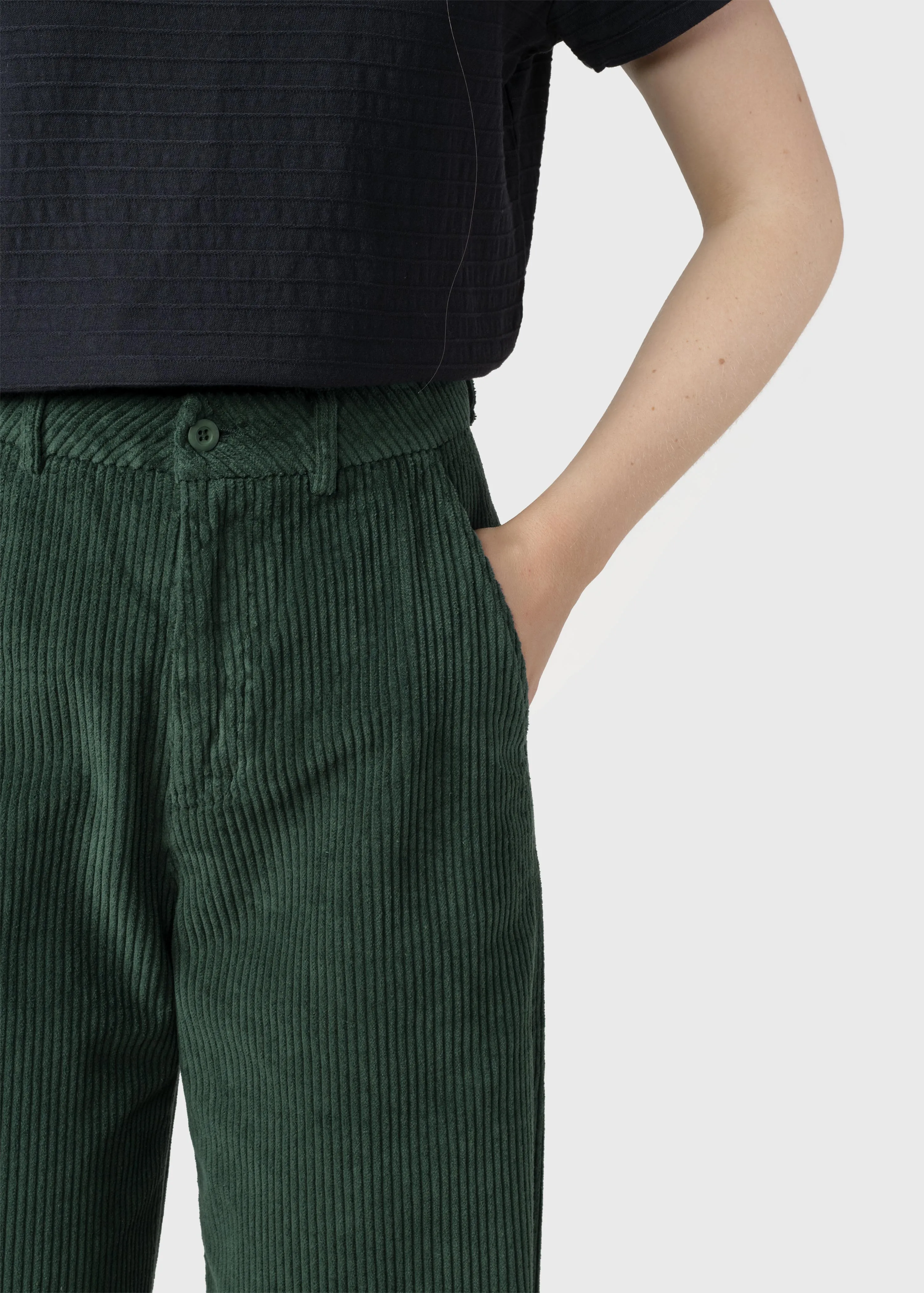 Lydia jumbo corduroy pants - Moss Green