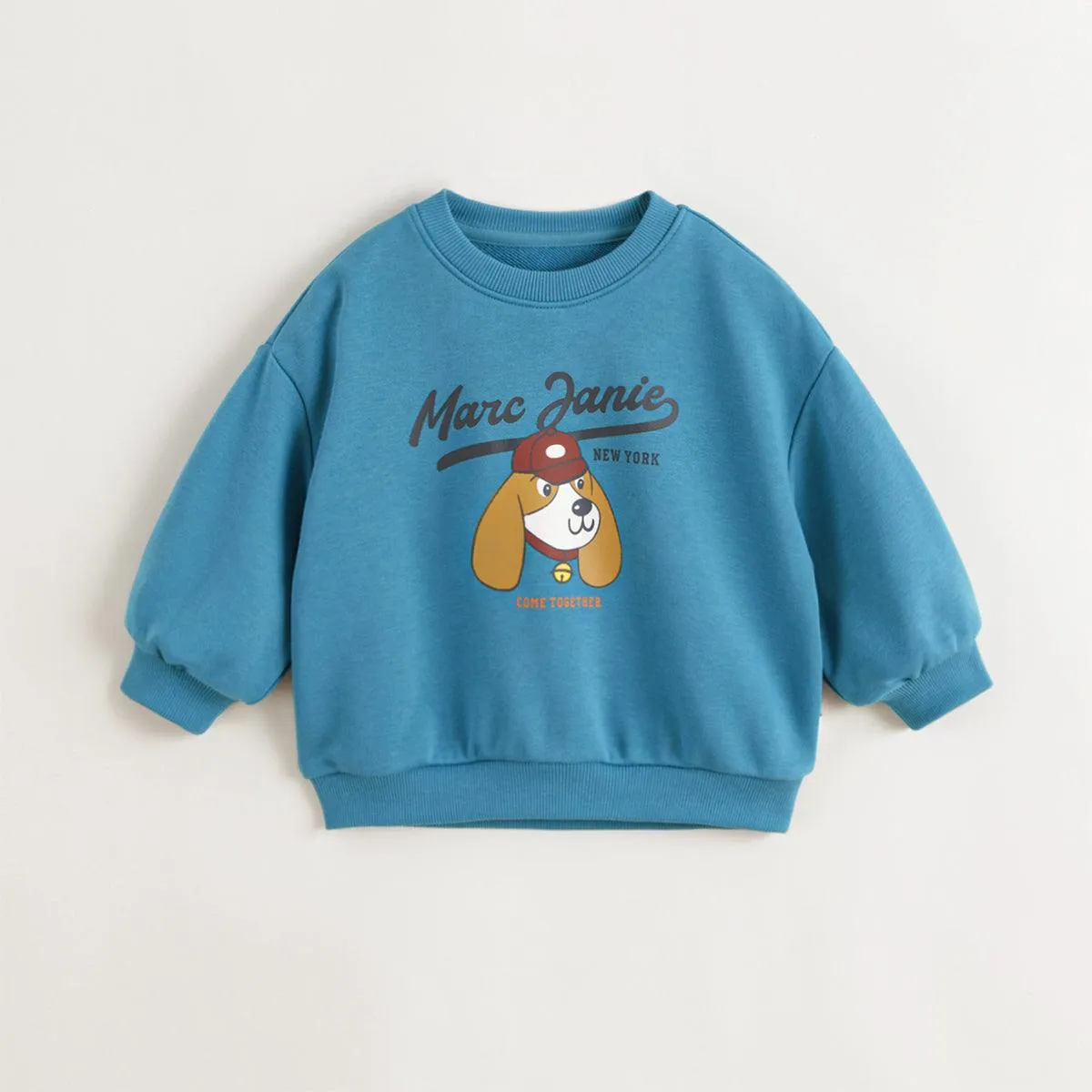 MARC & JANIE Boys Fun Puppy Loose Drop Shoulder Sweatshirt 240986