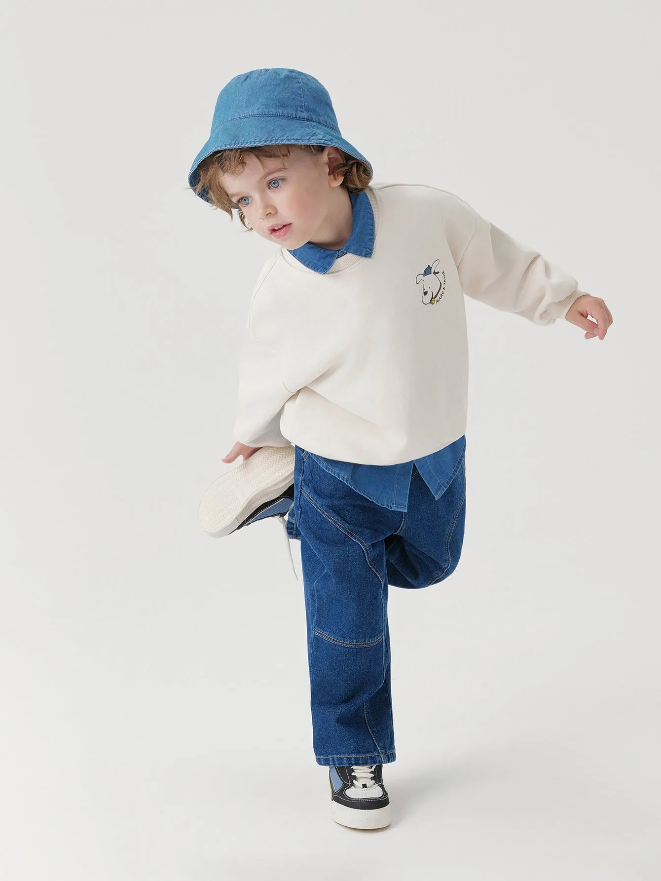 MARC & JANIE Boys Fun Puppy Loose Drop Shoulder Sweatshirt 240986