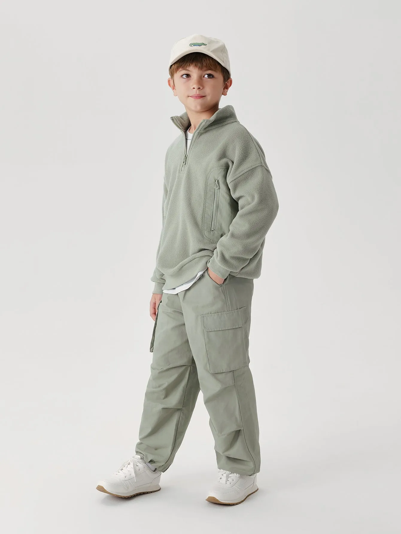 MARC & JANIE Boys Half Zip Polar Fleece Sweatshirt 241057