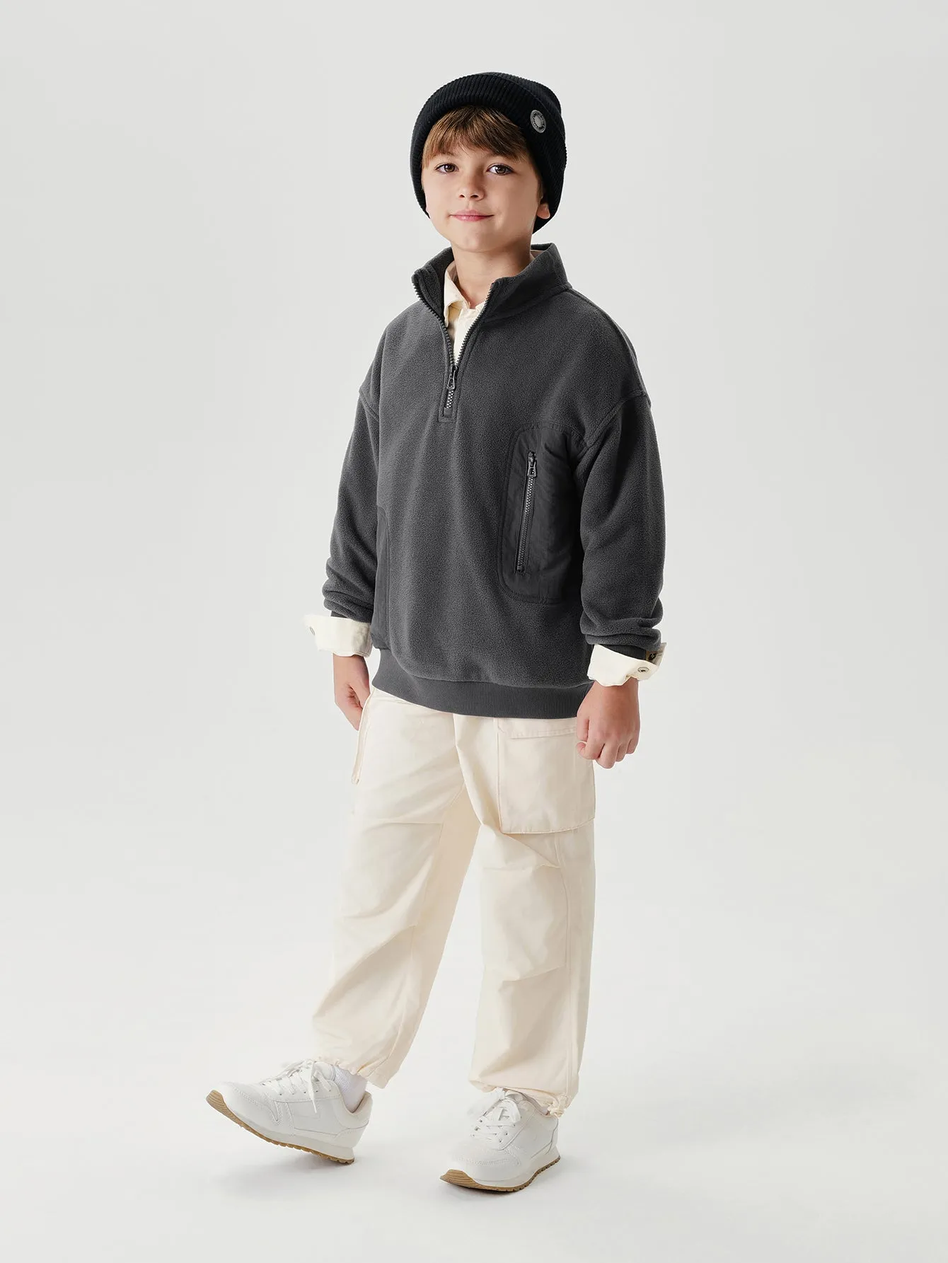 MARC & JANIE Boys Half Zip Polar Fleece Sweatshirt 241057