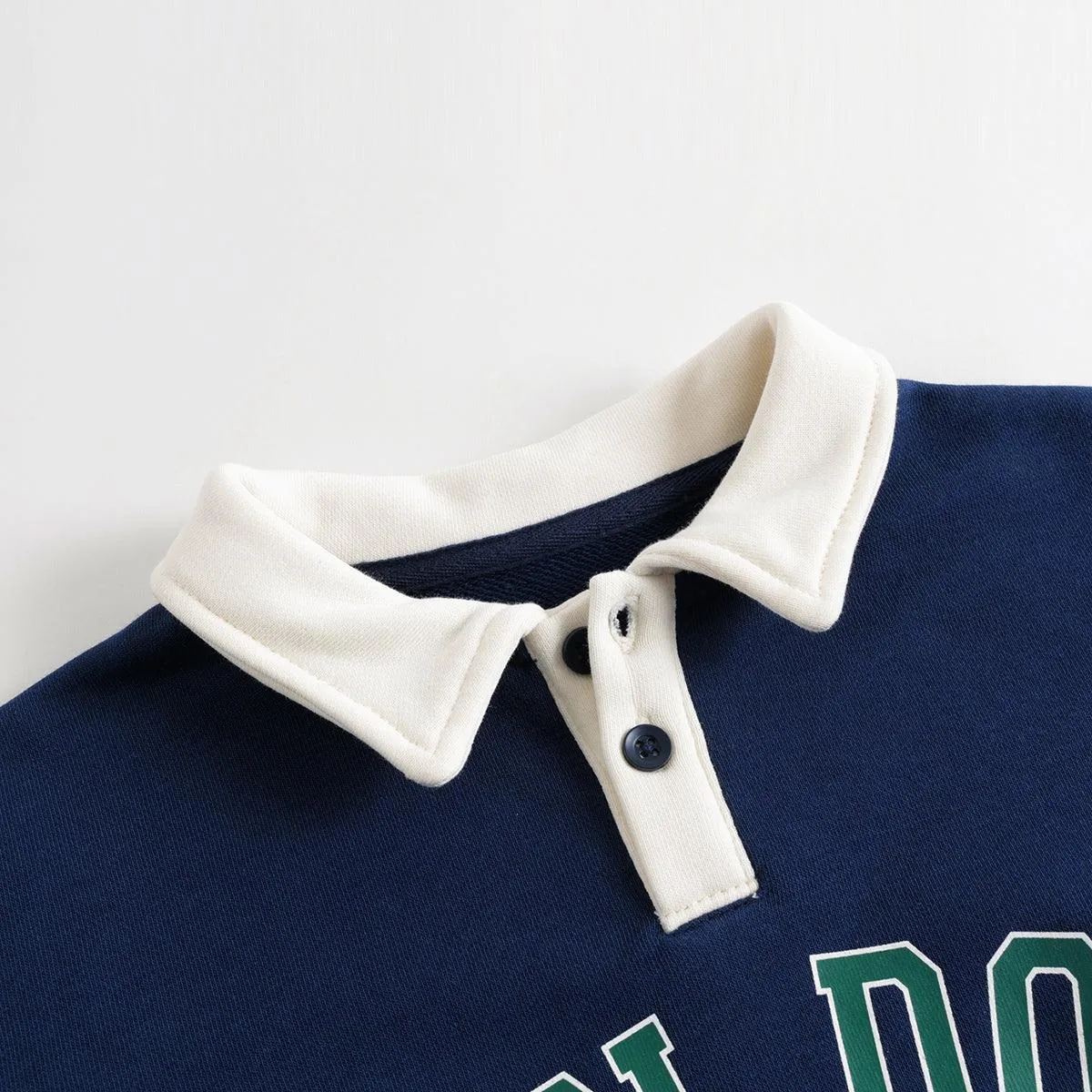 MARC & JANIE Boys Polo Collar Letter Print Sweatshirt 231198