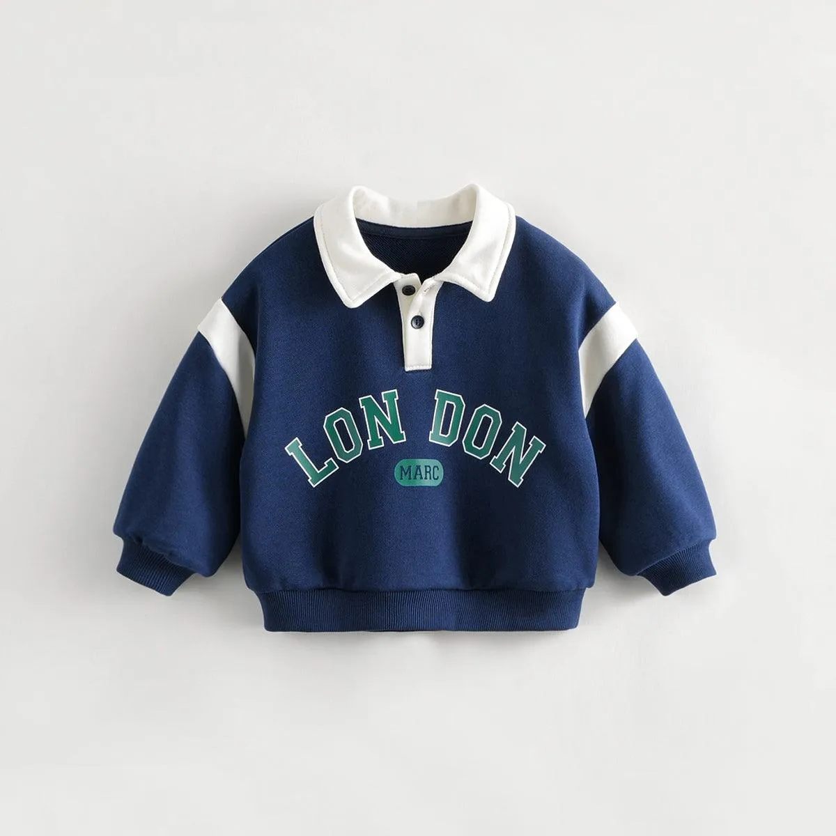 MARC & JANIE Boys Polo Collar Letter Print Sweatshirt 231198