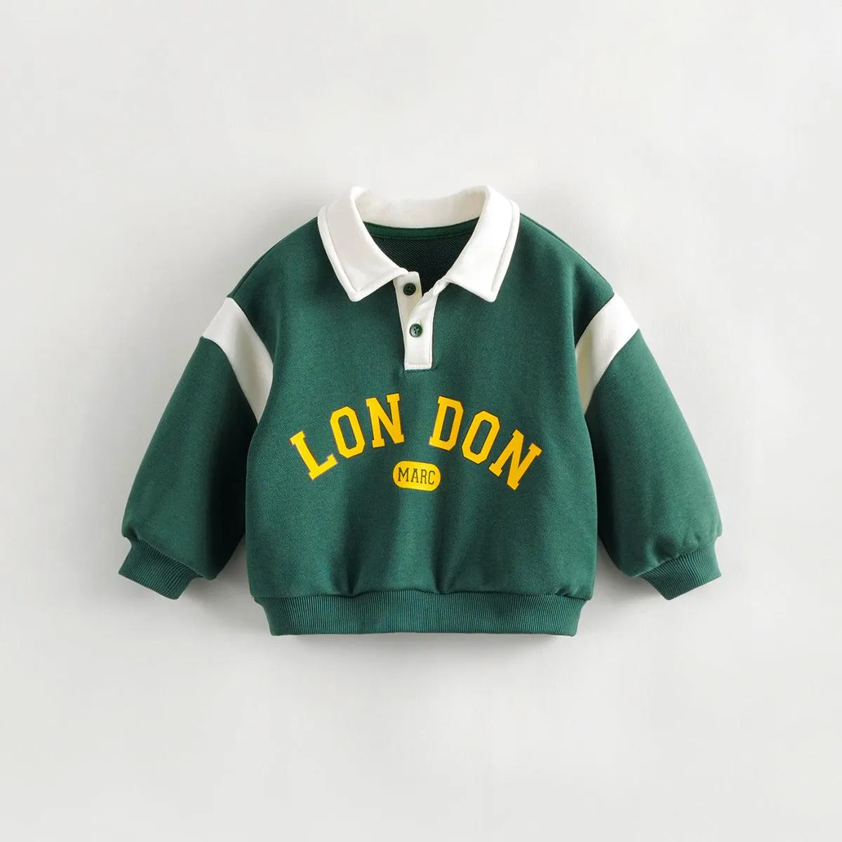 MARC & JANIE Boys Polo Collar Letter Print Sweatshirt 231198