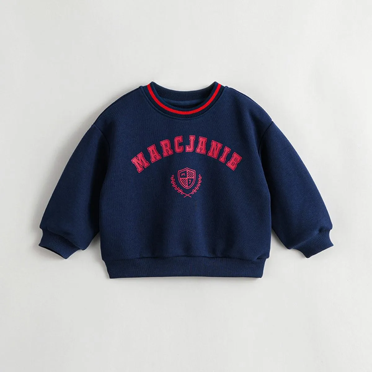 MARC & JANIE Girls Color Block Letter Round Neck Sweatshirt 231355