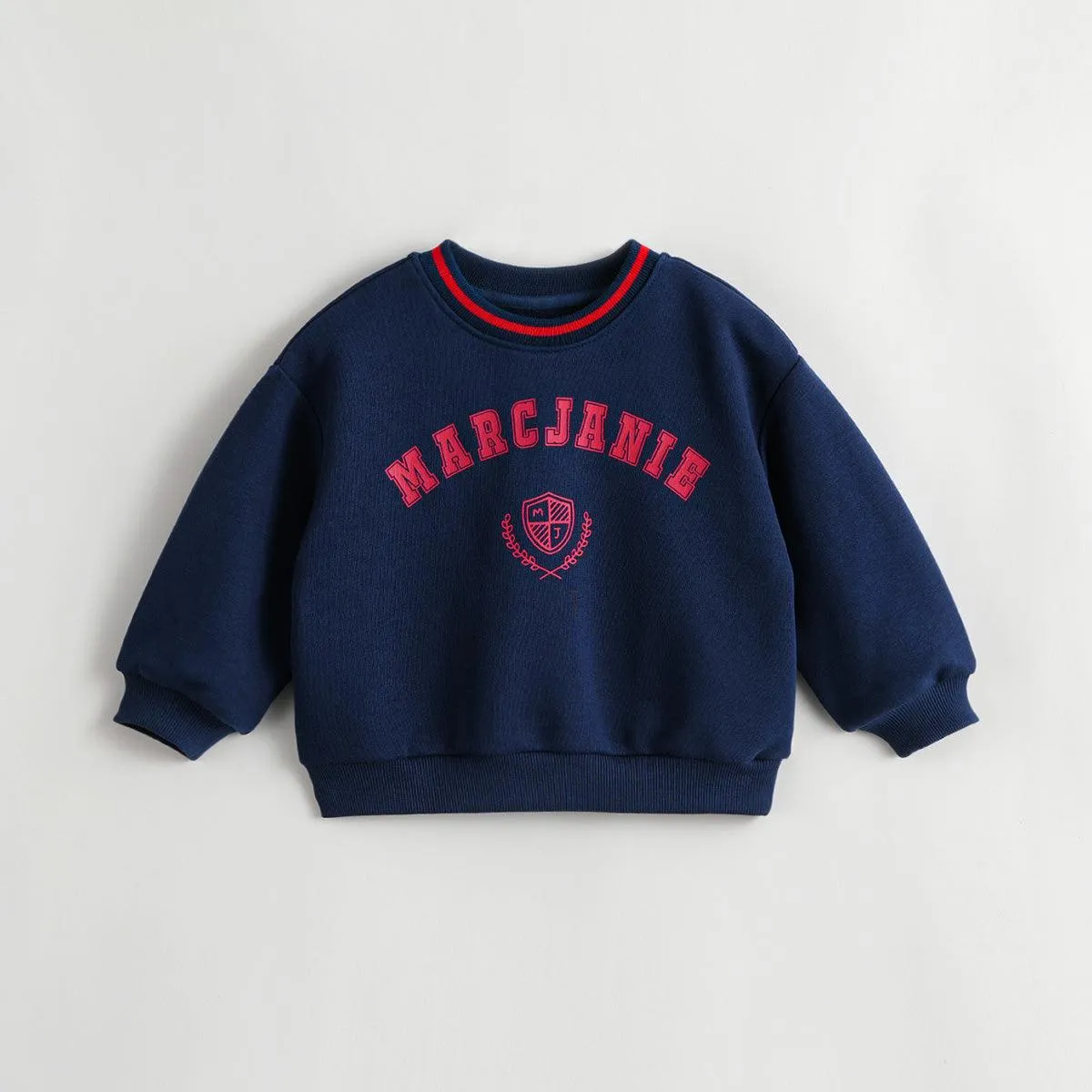 MARC & JANIE Girls Color Block Letter Round Neck Sweatshirt 231355