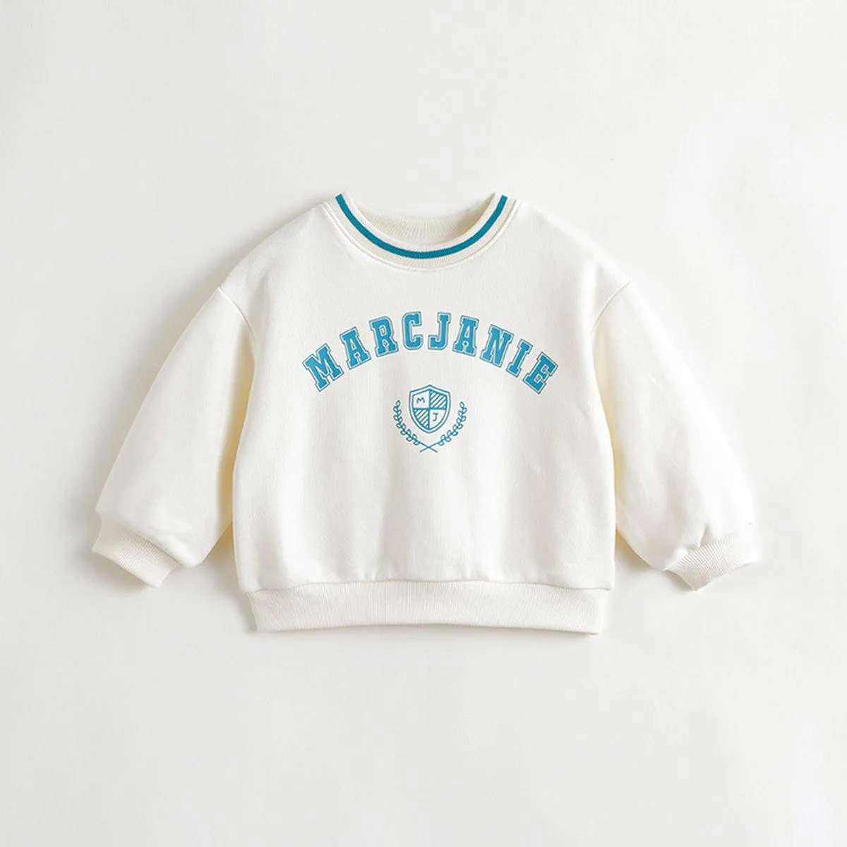MARC & JANIE Girls Color Block Letter Round Neck Sweatshirt 231355