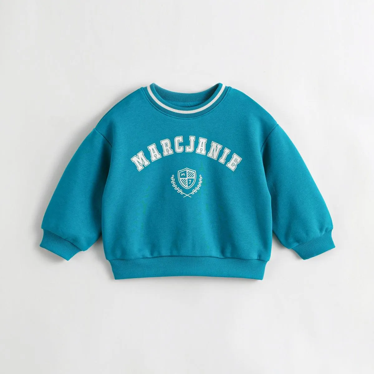 MARC & JANIE Girls Color Block Letter Round Neck Sweatshirt 231355