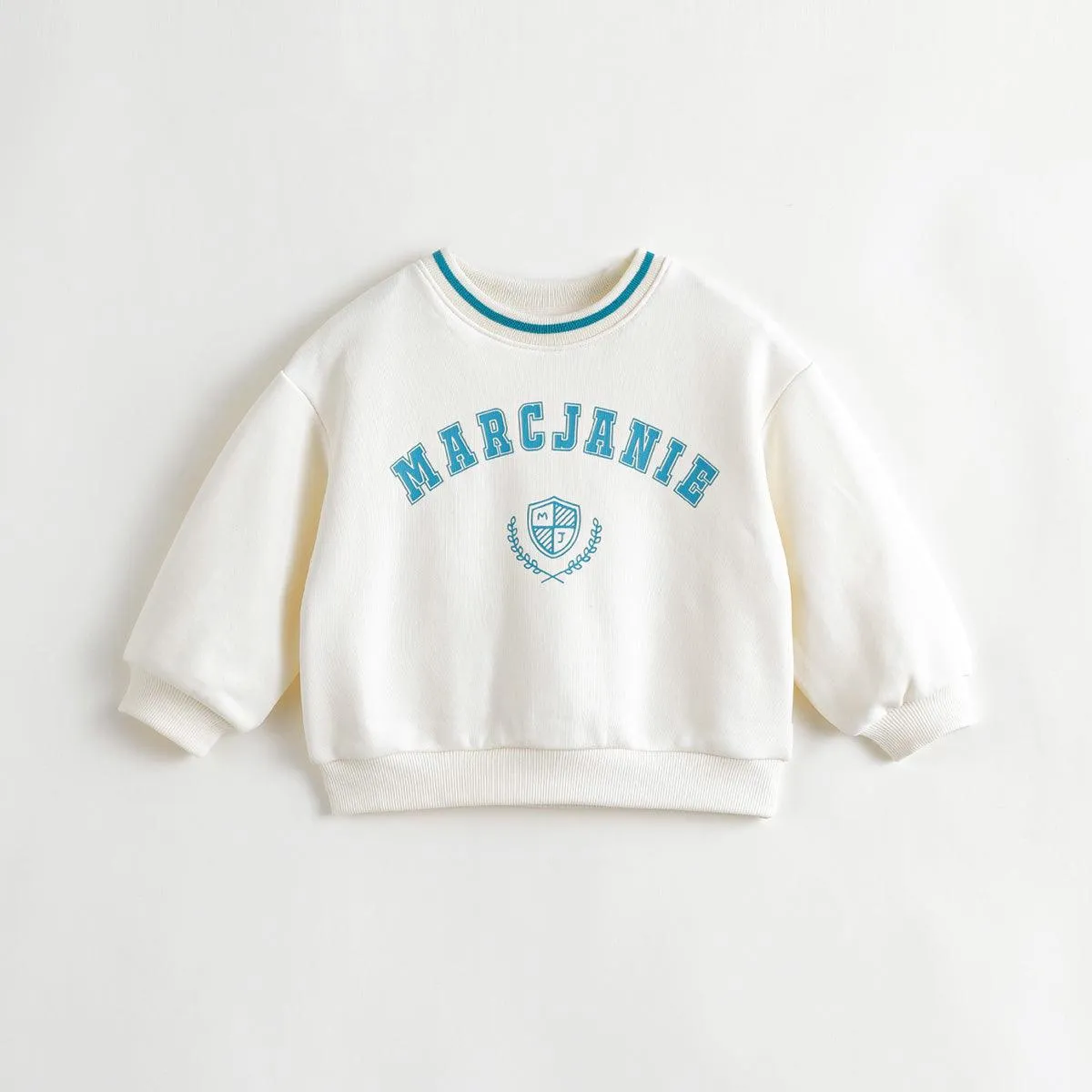 MARC & JANIE Girls Color Block Letter Round Neck Sweatshirt 231355