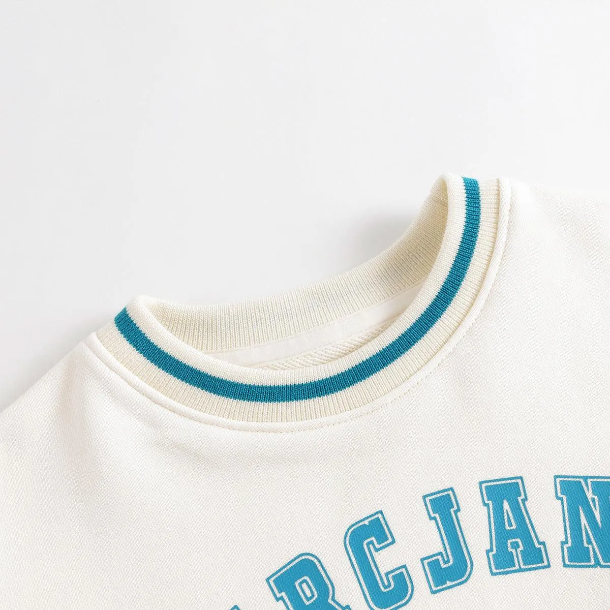 MARC & JANIE Girls Color Block Letter Round Neck Sweatshirt 231355