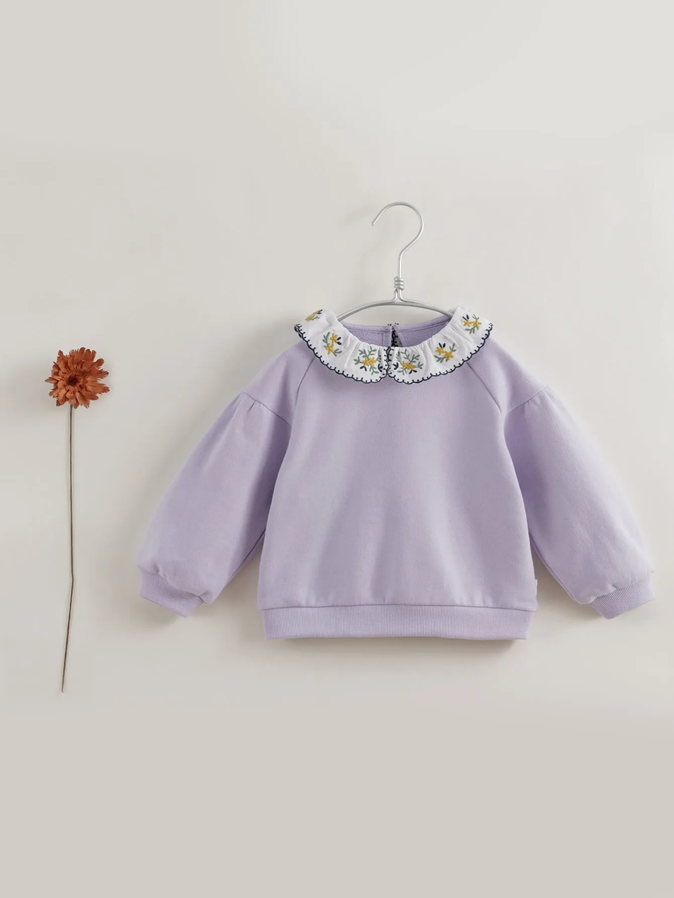 MARC & JANIE Girls Embroidered Lace Collar Sweatshirt 221103