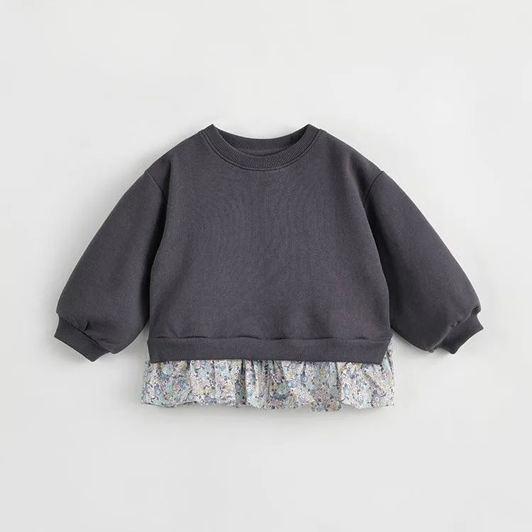 MARC & JANIE Girls Patchwork Floral Hem Loose Sweatshirt 231603