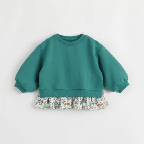 MARC & JANIE Girls Patchwork Floral Hem Loose Sweatshirt 231603