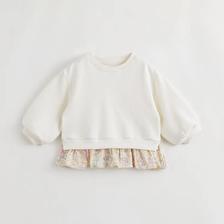 MARC & JANIE Girls Patchwork Floral Hem Loose Sweatshirt 231603