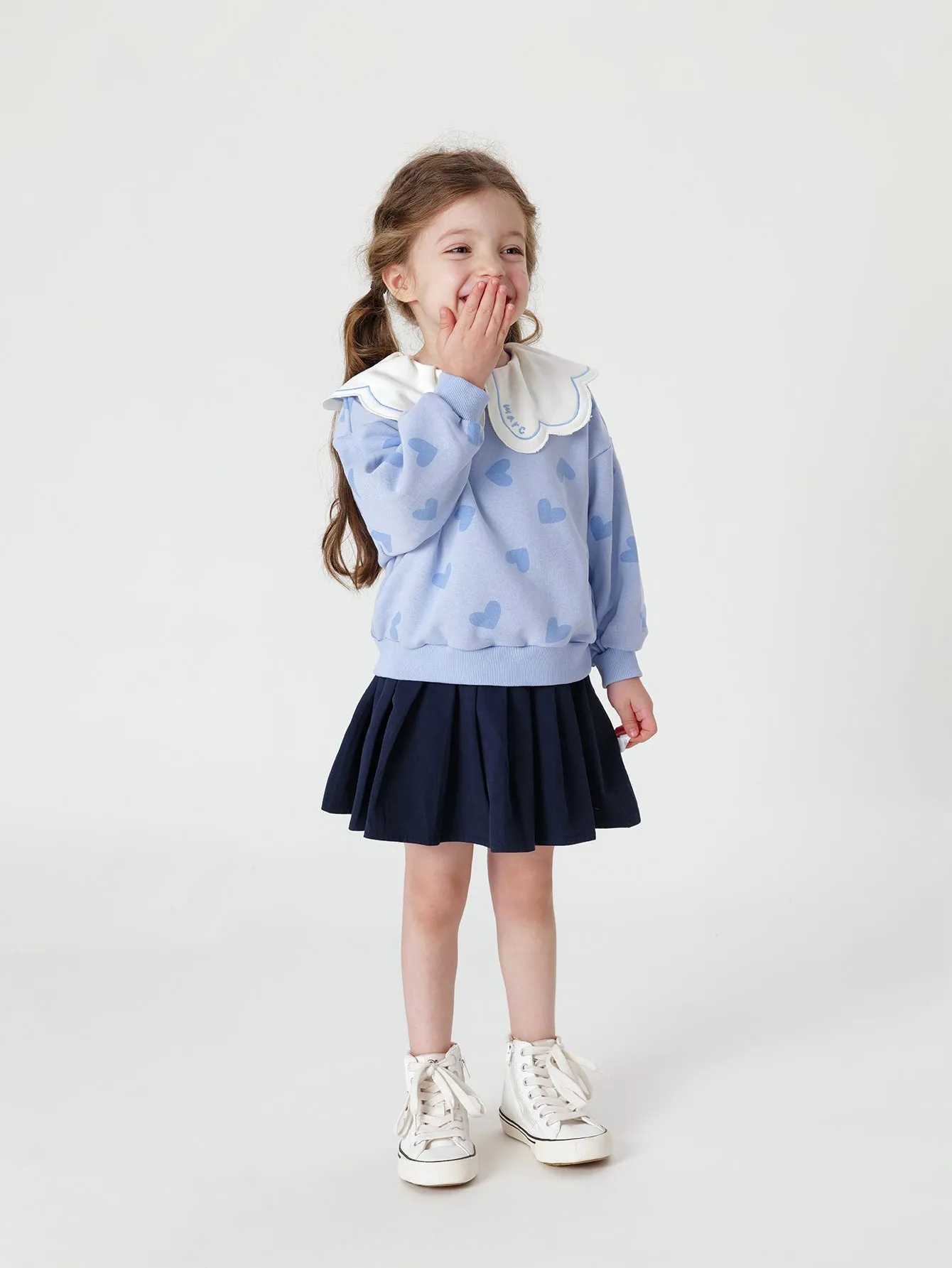 MARC & JANIE Girls Peter Pan Collar Print Sweatshirt 231592