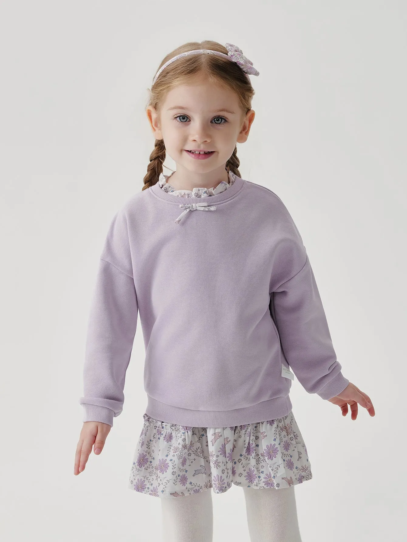MARC & JANIE GIrls Sweet Wooden Earring Sweatshirt 241095