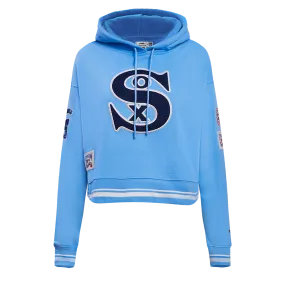MLB CHICAGO WHITE SOX RETRO CLASSIC WOMEN'S RIB CROPPED PO HOODIE (UNIVERSITY BLUE/WHITE)