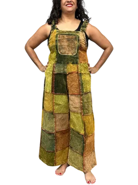 Mostly Green Corduroy Patchwork Overalls