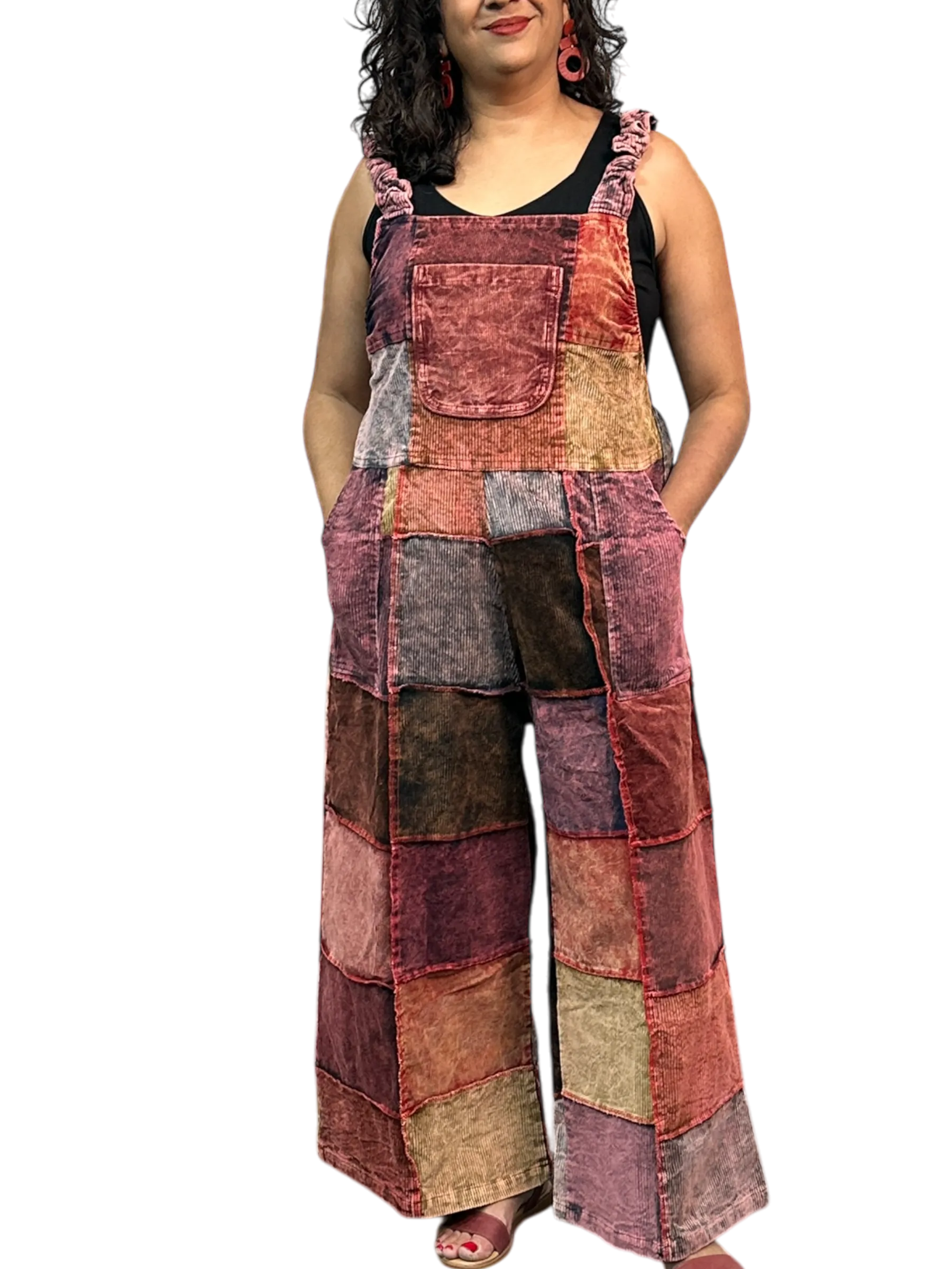 Mostly Pink Corduroy Patchwork Overalls