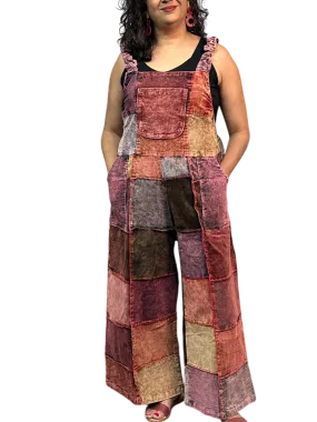 Mostly Pink Corduroy Patchwork Overalls