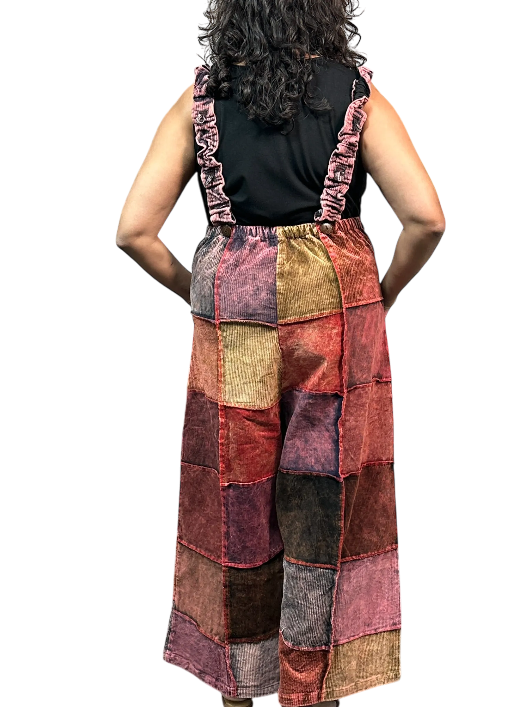 Mostly Pink Corduroy Patchwork Overalls