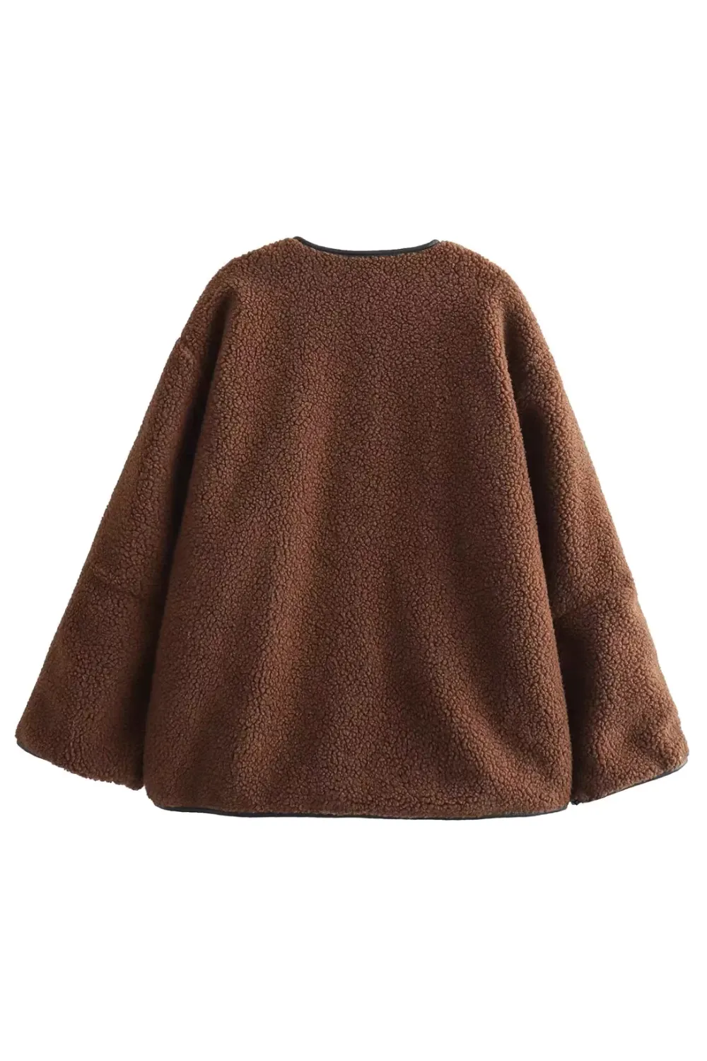 'Paula' Round Neck Sherpa Loose Jacket (2 Colors)