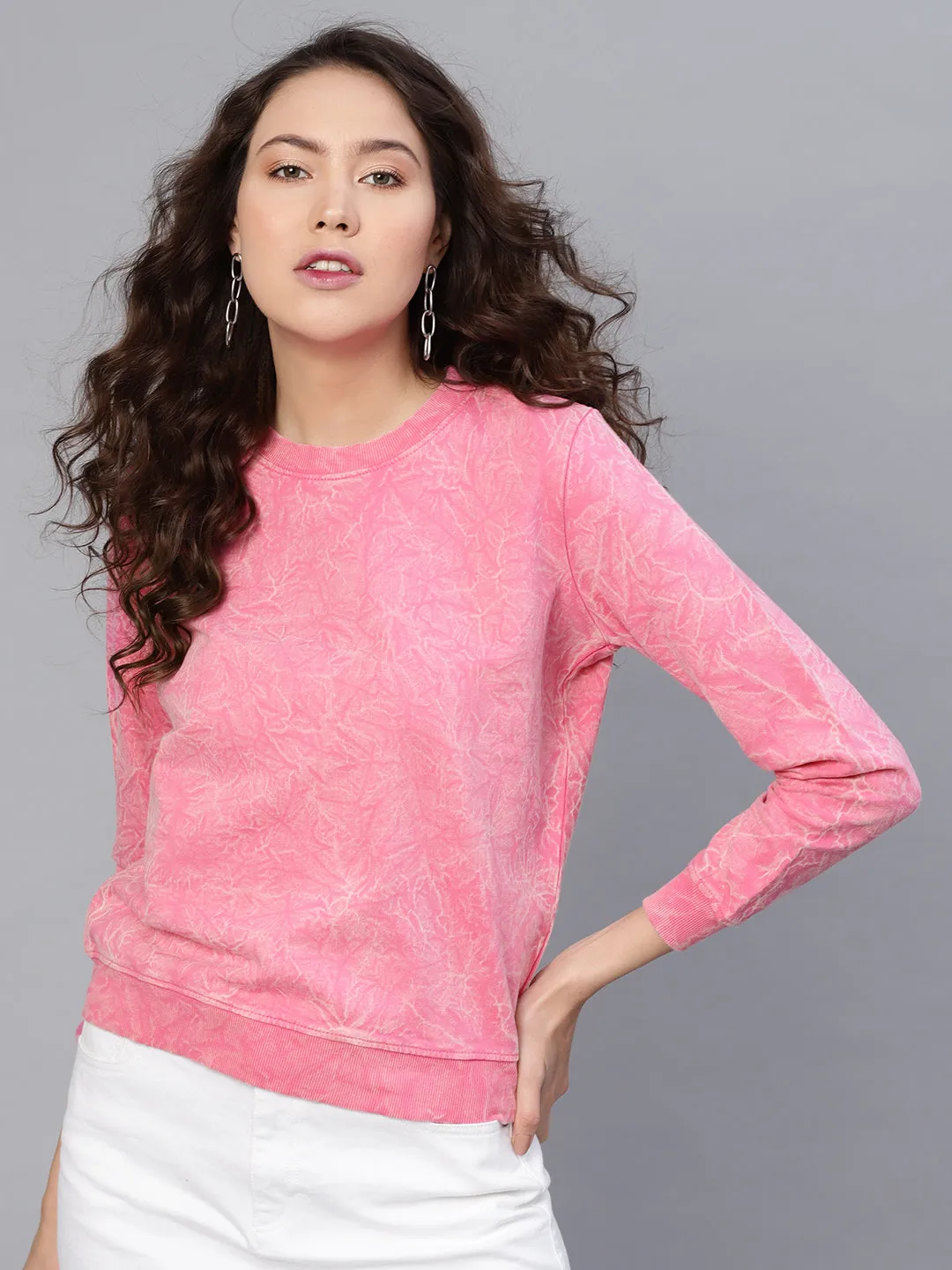 Pink Stone Washed Sweatshirt