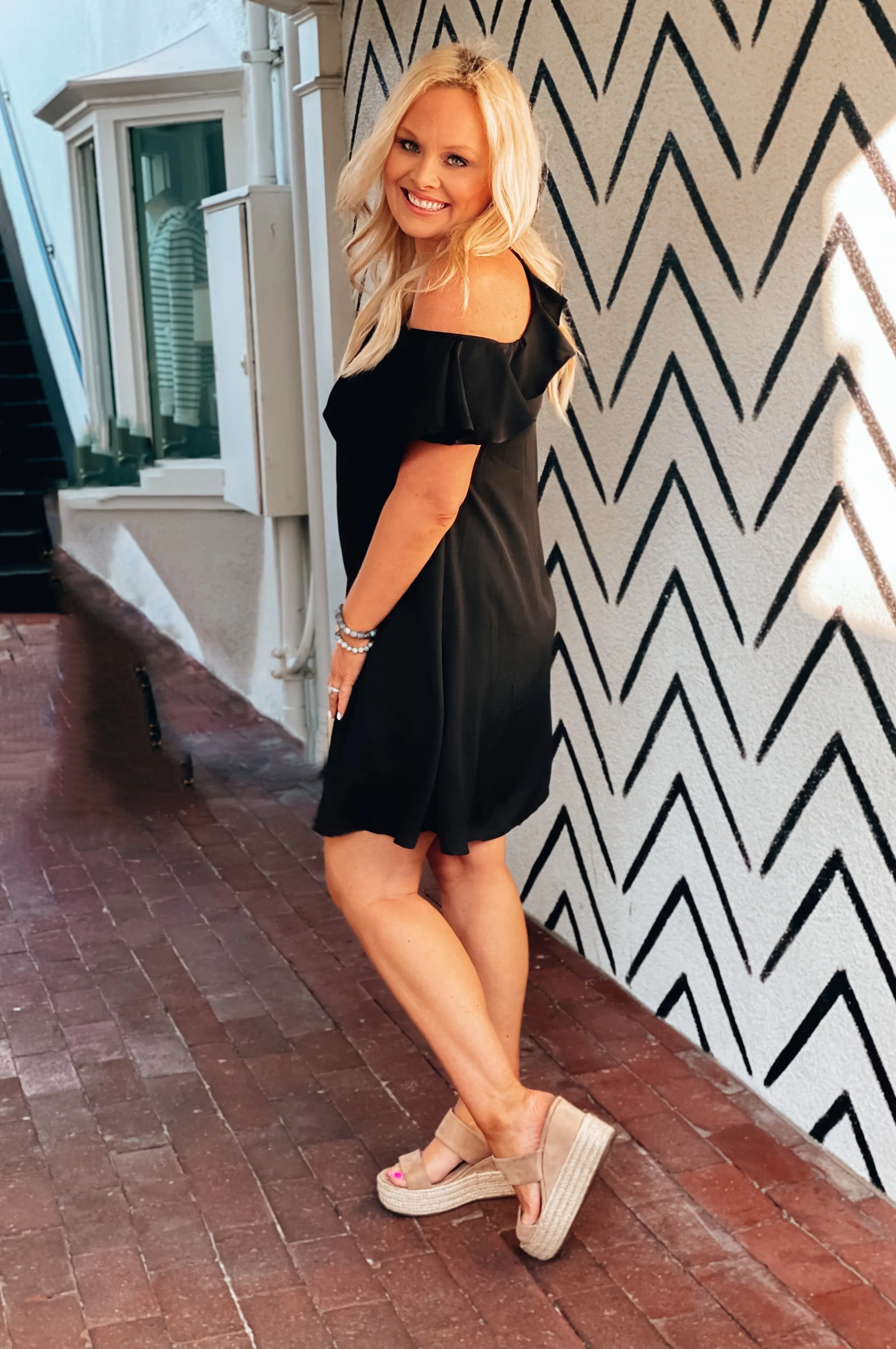 Plans Tonight Flounce Halter Dress Black