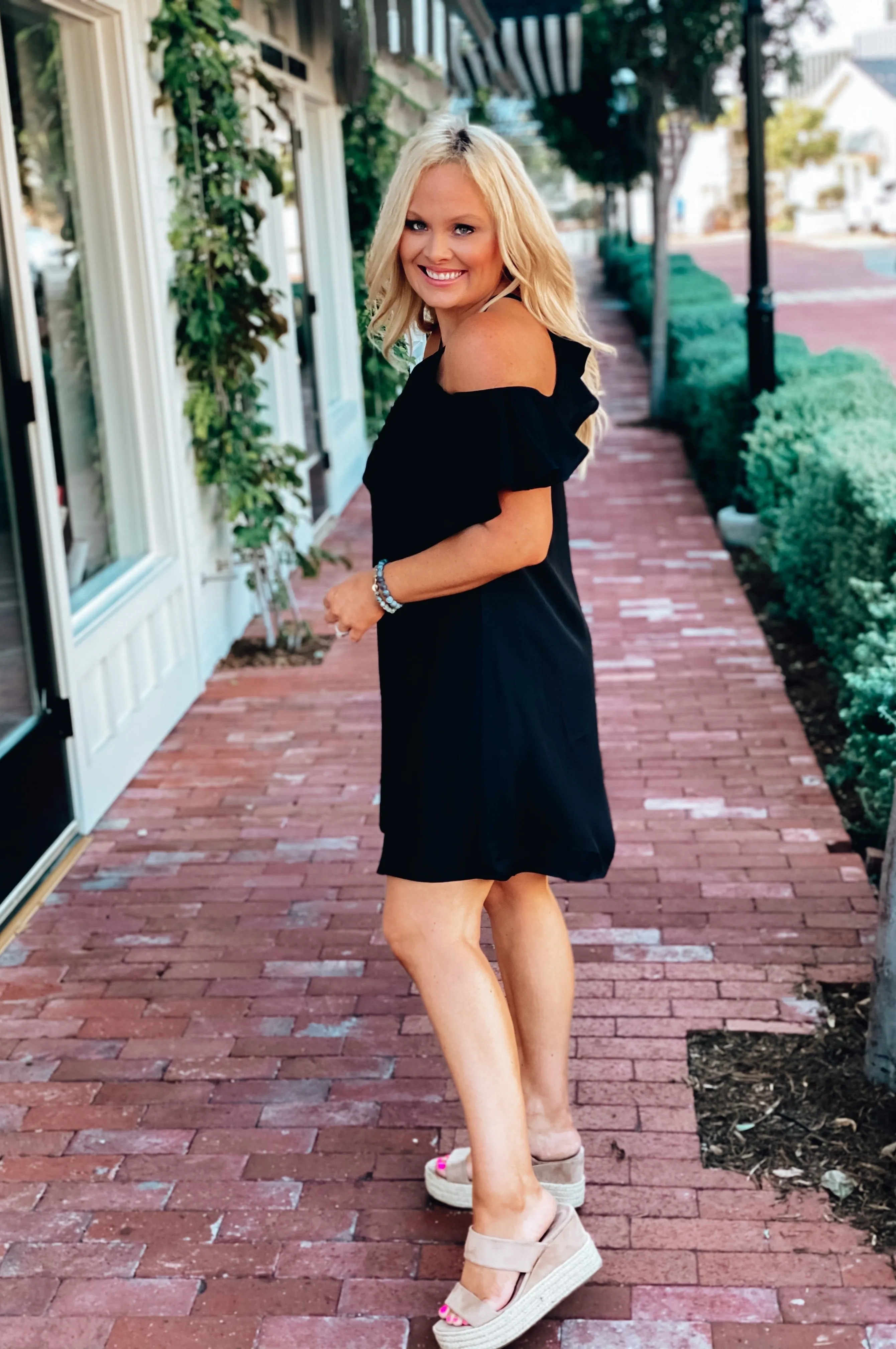 Plans Tonight Flounce Halter Dress Black