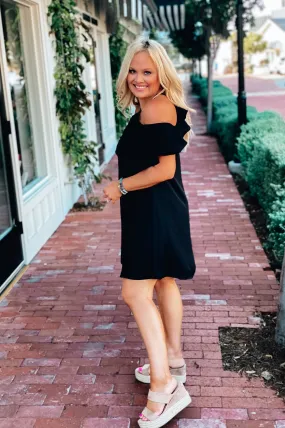 Plans Tonight Flounce Halter Dress Black