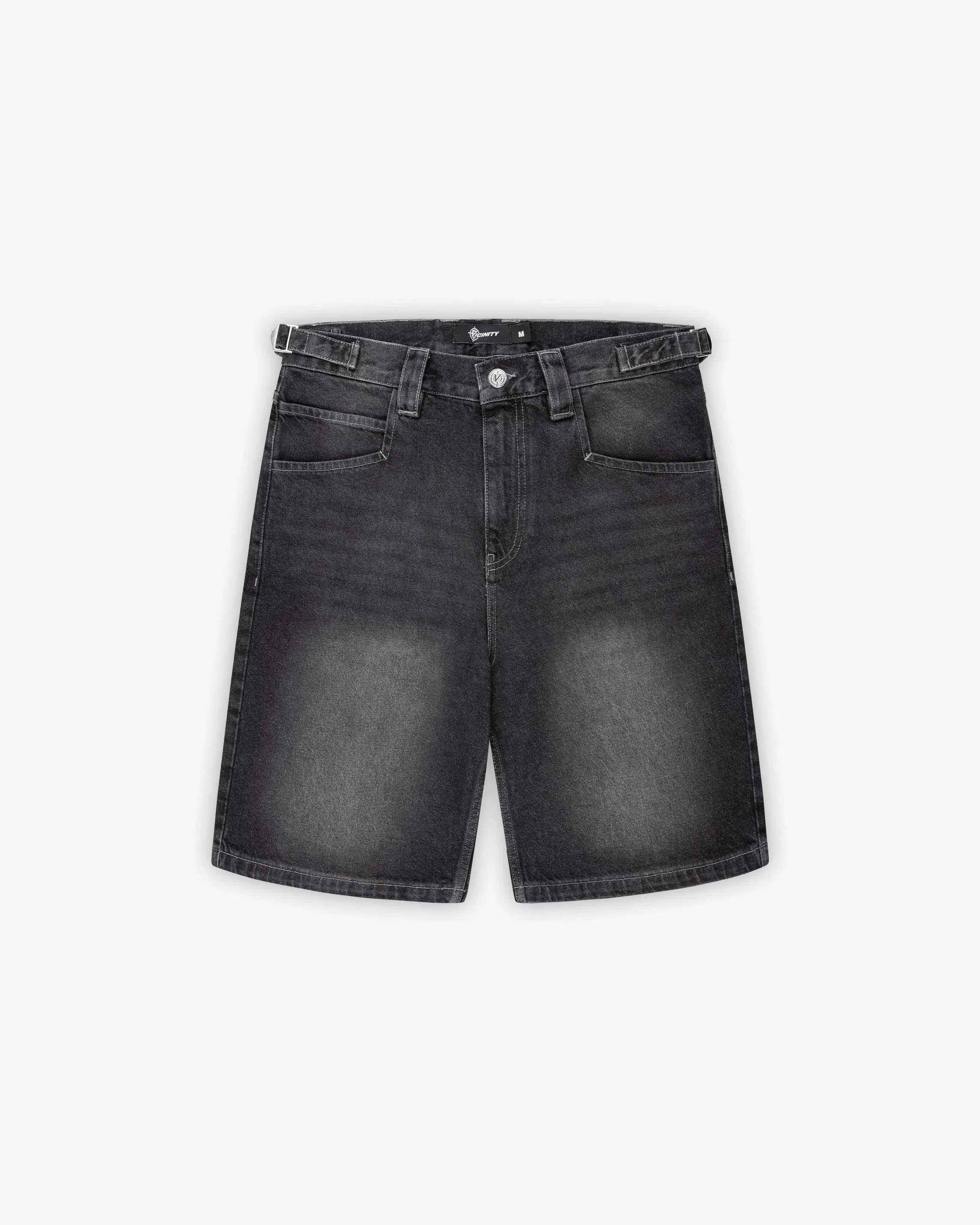 STONE WASHED DENIM JORTS